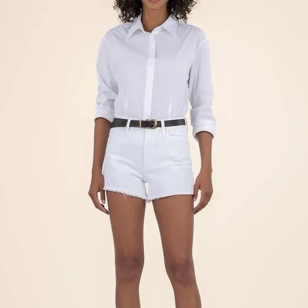 KUT from the Kloth NWT Jane Fray Hem High Rise White Denim Shorts